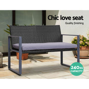 Gardeon 4 PCS Outdoor Sofa Set Rattan Furniture with Storage Cover Chairs Black ODF-4PCS-BST03-BK-AB-COVER
