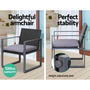 Gardeon 4 PCS Outdoor Sofa Set Rattan Furniture with Storage Cover Chairs Black ODF-4PCS-BST03-BK-AB-COVER