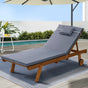 Gardeon Sun Lounge Wooden Lounger Outdoor Furniture Day Bed Wheels Patio Grey