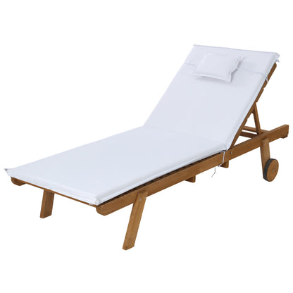 Gardeon Sun Lounge Wooden Lounger Outdoor Furniture Day Bed Wheels Patio White ODF-B-LOUNGE-WHEEL-WH