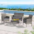Gardeon 4 Seater Outdoor Sofa Set Wicker Setting Table Chair Furniture Grey ODF-B-PATIO-17007-GR-AB