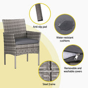 Gardeon 4 Seater Outdoor Sofa Set Wicker Setting Table Chair Furniture Grey ODF-B-PATIO-17007-GR-AB