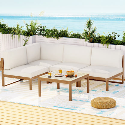Gardeon 4-Seater Outdoor Sofa Set Wooden Lounge Setting 5PCS ODF-B-SOFA-TK-ABCDE