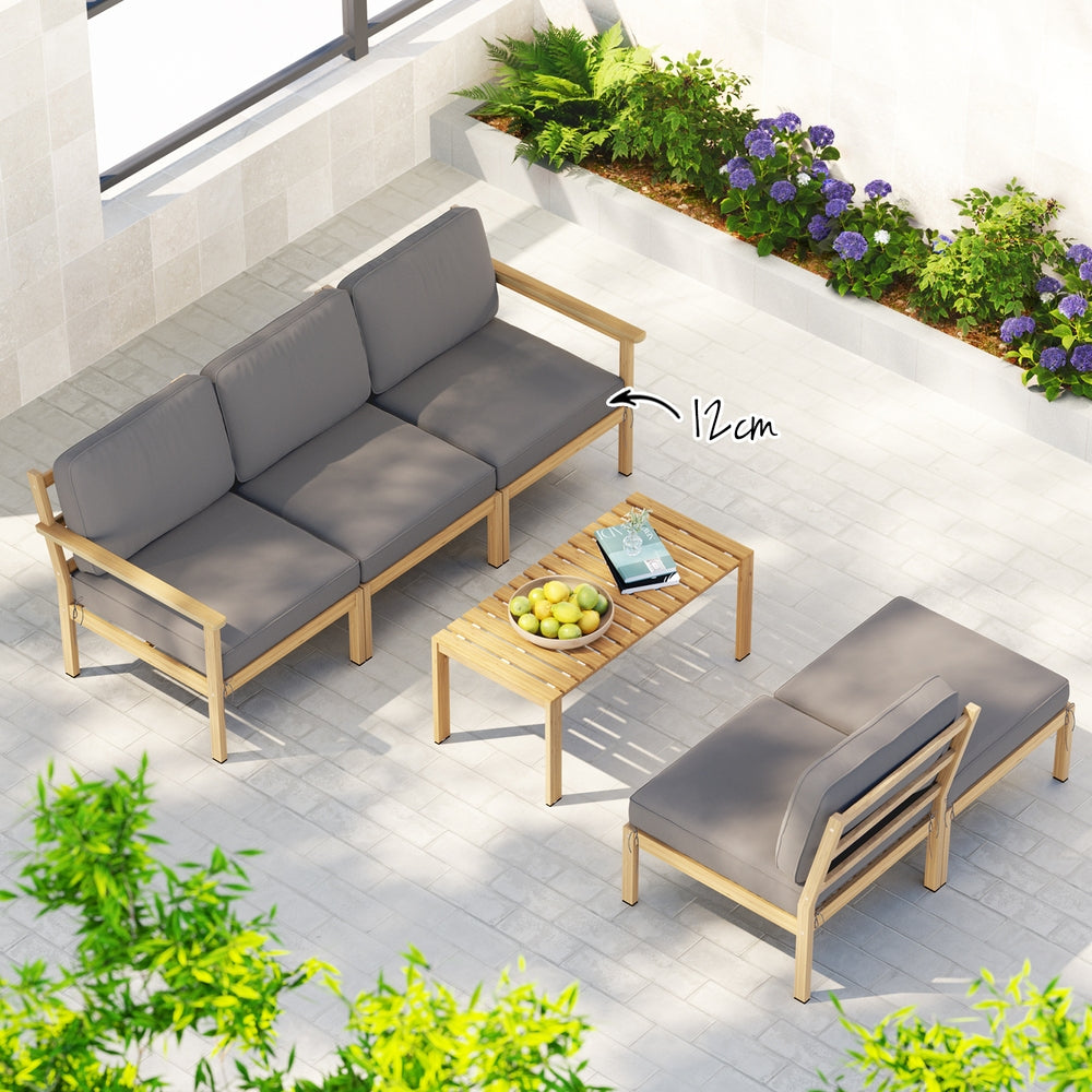 Gardeon 5-Seater Outdoor Sofa Set Wooden Lounge Setting 6PCS ODF-B-SOFA01-TK-ABCDEF