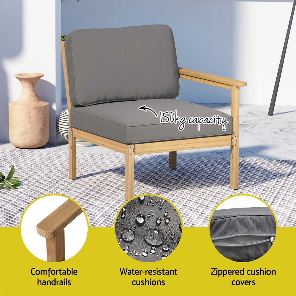 Gardeon 5-Seater Outdoor Sofa Set Wooden Lounge Setting 6PCS ODF-B-SOFA01-TK-ABCDEF