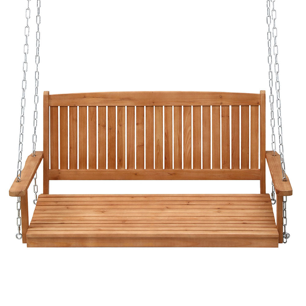 Gardeon Porch Swing Chair With Chain Outdoor Furniture Wooden Bench 2 Seater ODF-B-SWING-TK