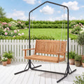 Gardeon Wooden 2-Seater Outdoor Swing Chair with Black Stand Hanging Chair Patio Furniture ODF-B-SWING-U-TK