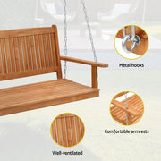 Gardeon Wooden 2-Seater Outdoor Swing Chair with Black Stand Hanging Chair Patio Furniture ODF-B-SWING-U-TK
