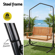 Gardeon Wooden 2-Seater Outdoor Swing Chair with Black Stand Hanging Chair Patio Furniture ODF-B-SWING-U-TK