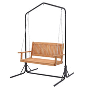 Gardeon Wooden 2-Seater Outdoor Swing Chair with Black Stand Hanging Chair Patio Furniture ODF-B-SWING-U-TK