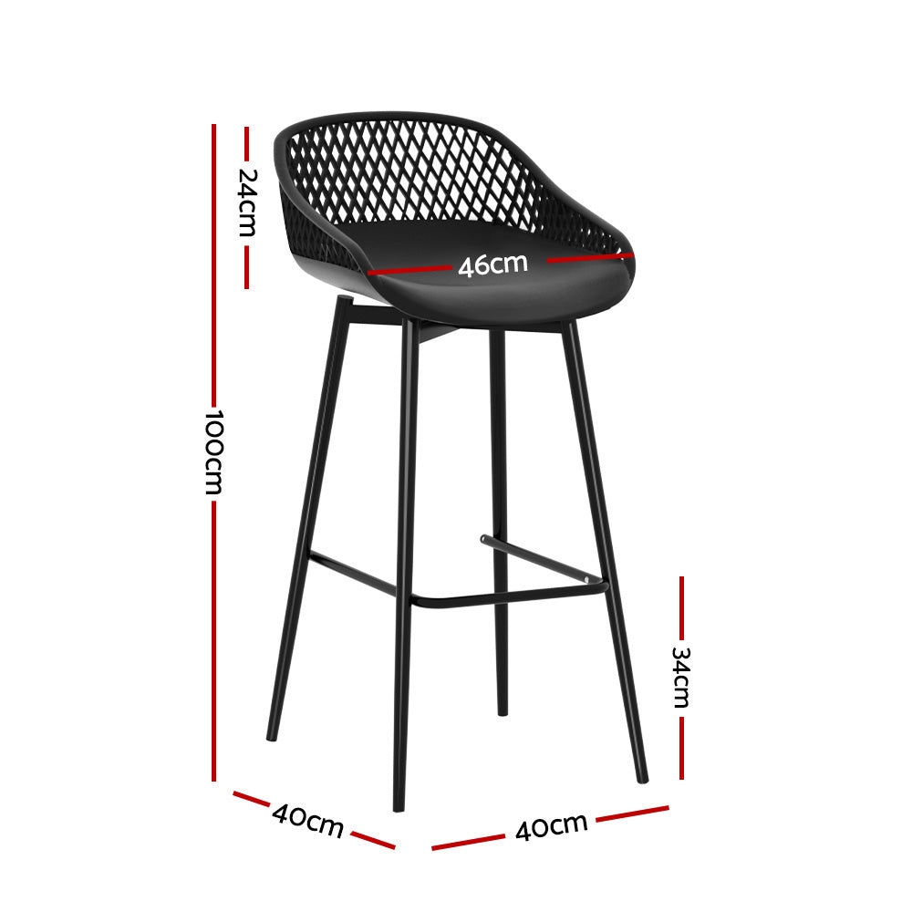 Gardeon 2x Outdoor Bar Stools Plastic Black ODF-BA-CHAIR-PP-2X