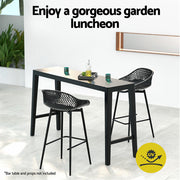 Gardeon 2x Outdoor Bar Stools Plastic Black ODF-BA-CHAIR-PP-2X