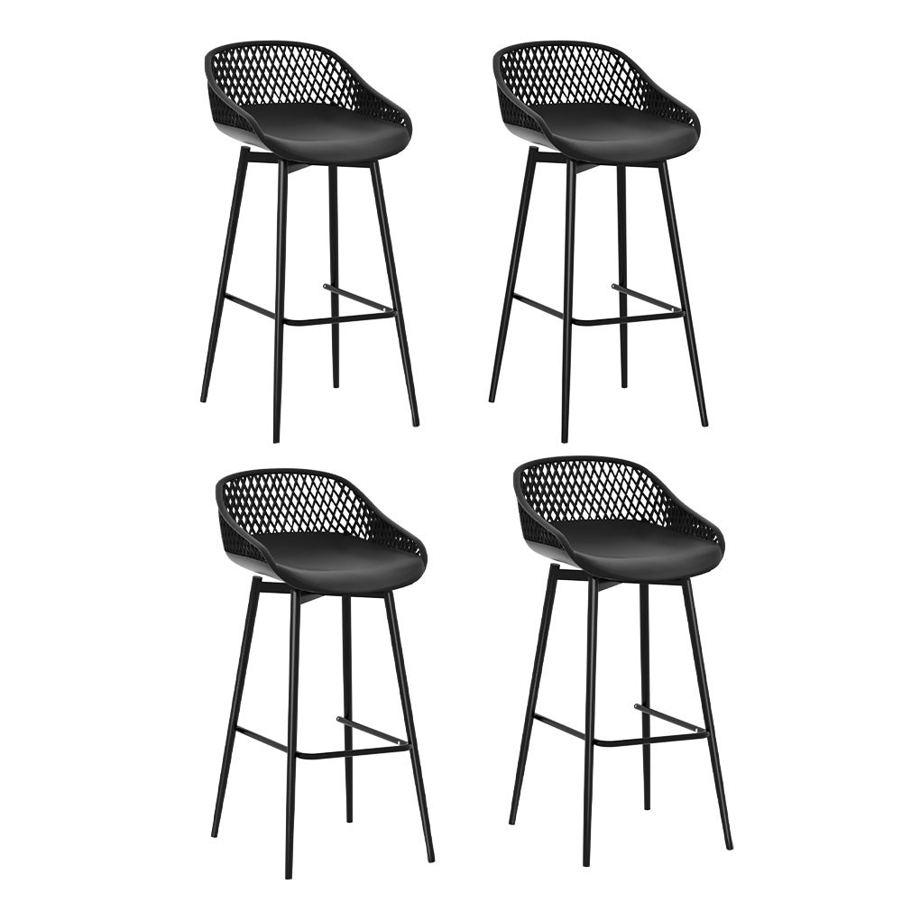 Gardeon 4x Outdoor Bar Stools Plastic Black ODF-BA-CHAIR-PP-4X