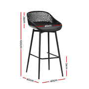 Gardeon 4x Outdoor Bar Stools Plastic Black ODF-BA-CHAIR-PP-4X