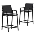 Gardeon 2PC Outdoor Bar Stools Steel Dining Chairs Patio Furniture Garden Black ODF-BA-TEX-BK-2X