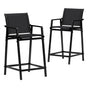 Gardeon 2PC Outdoor Bar Stools Steel Dining Chairs Patio Furniture Garden Black ODF-BA-TEX-BK-2X