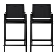 Gardeon 2PC Outdoor Bar Stools Steel Dining Chairs Patio Furniture Garden Black ODF-BA-TEX-BK-2X