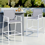 Gardeon 2PC Outdoor Bar Stools Dining Chairs Patio Furniture Garden Steel Textilene White ODF-BA-TEX-WH-2X