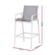 Gardeon 2PC Outdoor Bar Stools Dining Chairs Patio Furniture Garden Steel Textilene White ODF-BA-TEX-WH-2X