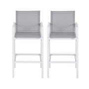 Gardeon 2PC Outdoor Bar Stools Dining Chairs Patio Furniture Garden Steel Textilene White ODF-BA-TEX-WH-2X