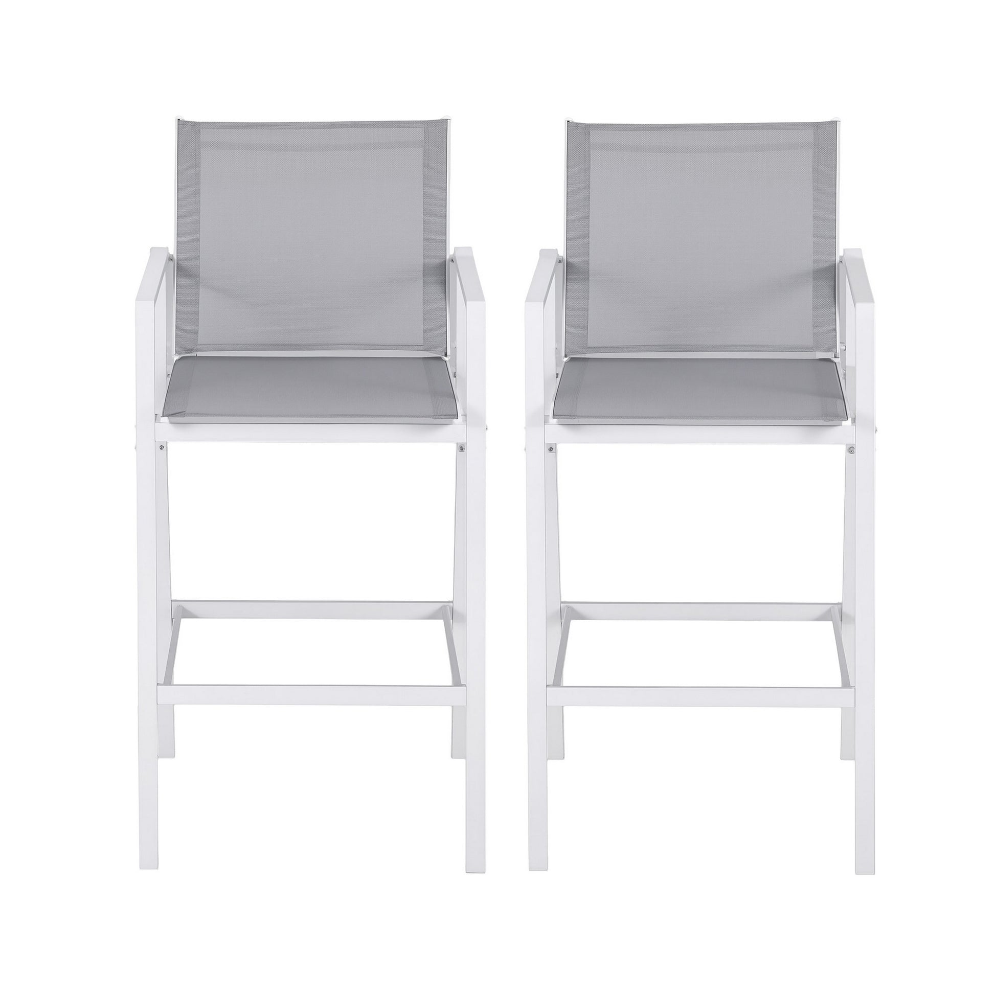 Gardeon 2PC Outdoor Bar Stools Dining Chairs Patio Furniture Garden Steel Textilene White ODF-BA-TEX-WH-2X