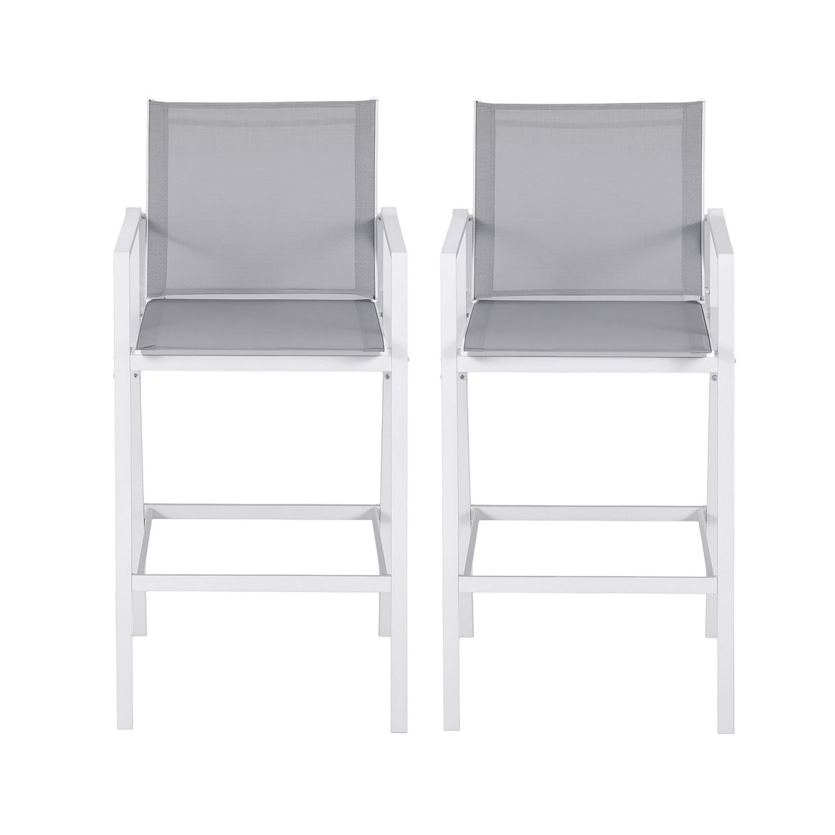 Gardeon 2PC Outdoor Bar Stools Dining Chairs Patio Furniture Garden Steel Textilene White ODF-BA-TEX-WH-2X