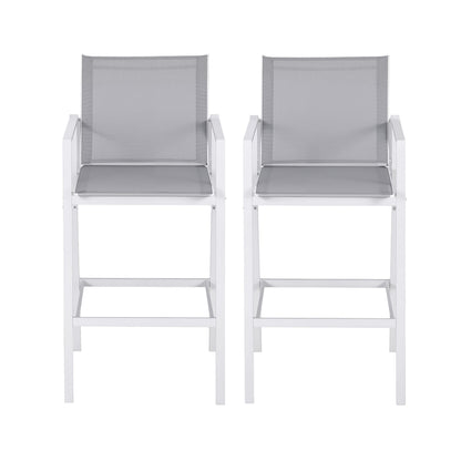 Gardeon 2PC Outdoor Bar Stools Dining Chairs Patio Furniture Garden Steel Textilene White ODF-BA-TEX-WH-2X