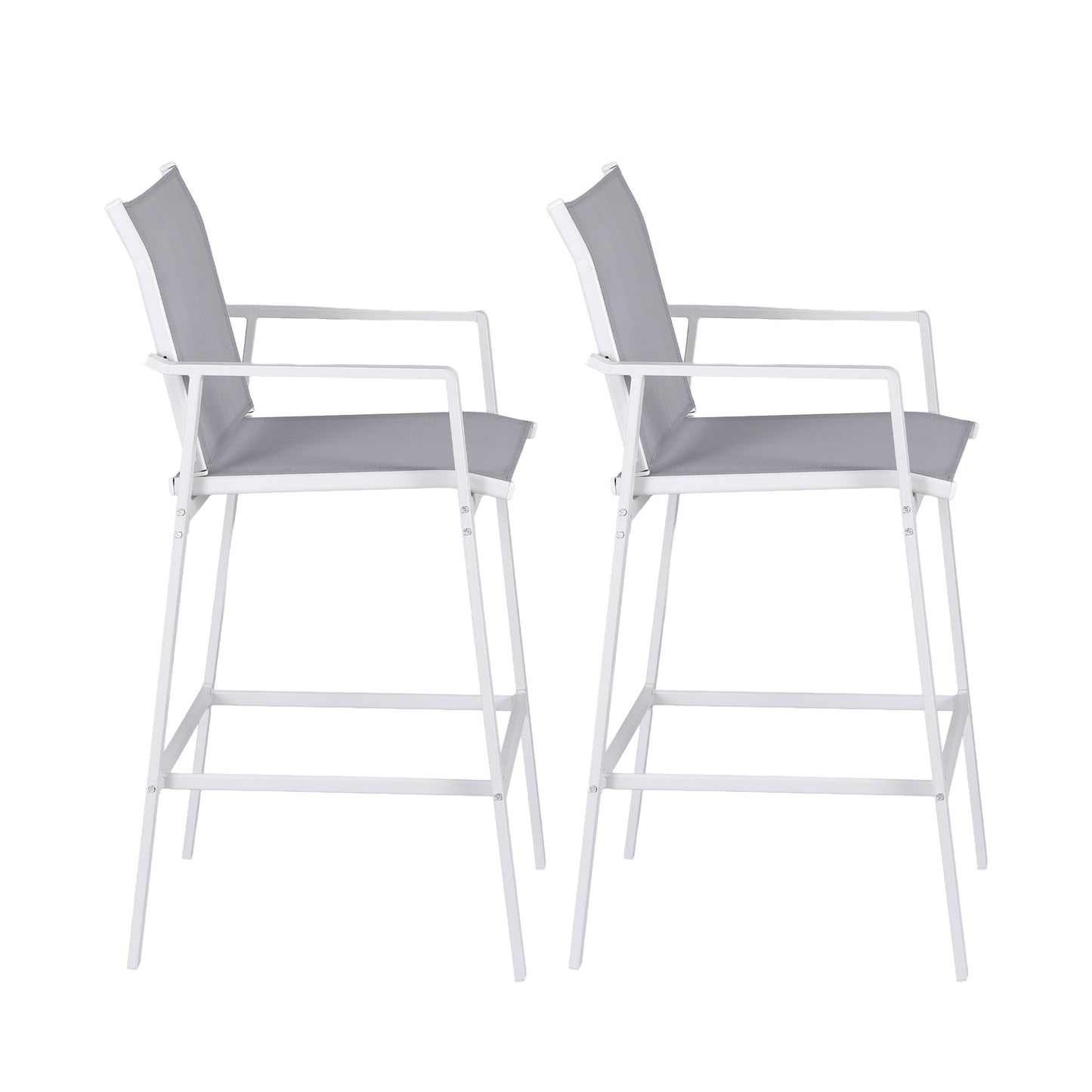 Gardeon 2PC Outdoor Bar Stools Dining Chairs Patio Furniture Garden Steel Textilene White ODF-BA-TEX-WH-2X