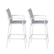 Gardeon 2PC Outdoor Bar Stools Dining Chairs Patio Furniture Garden Steel Textilene White ODF-BA-TEX-WH-2X