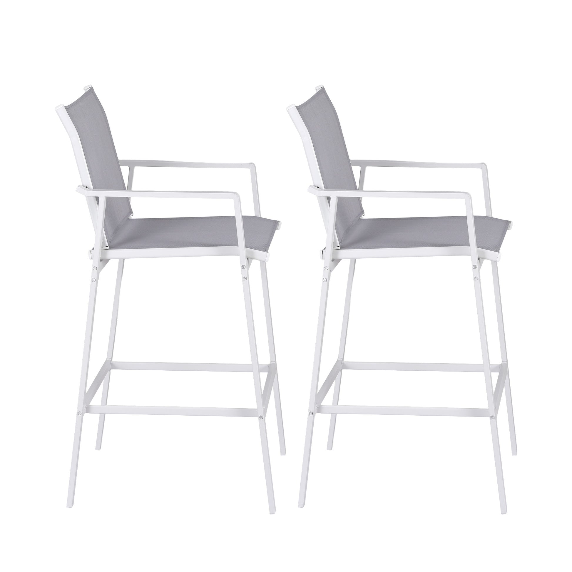 Gardeon 2PC Outdoor Bar Stools Dining Chairs Patio Furniture Garden Steel Textilene White ODF-BA-TEX-WH-2X