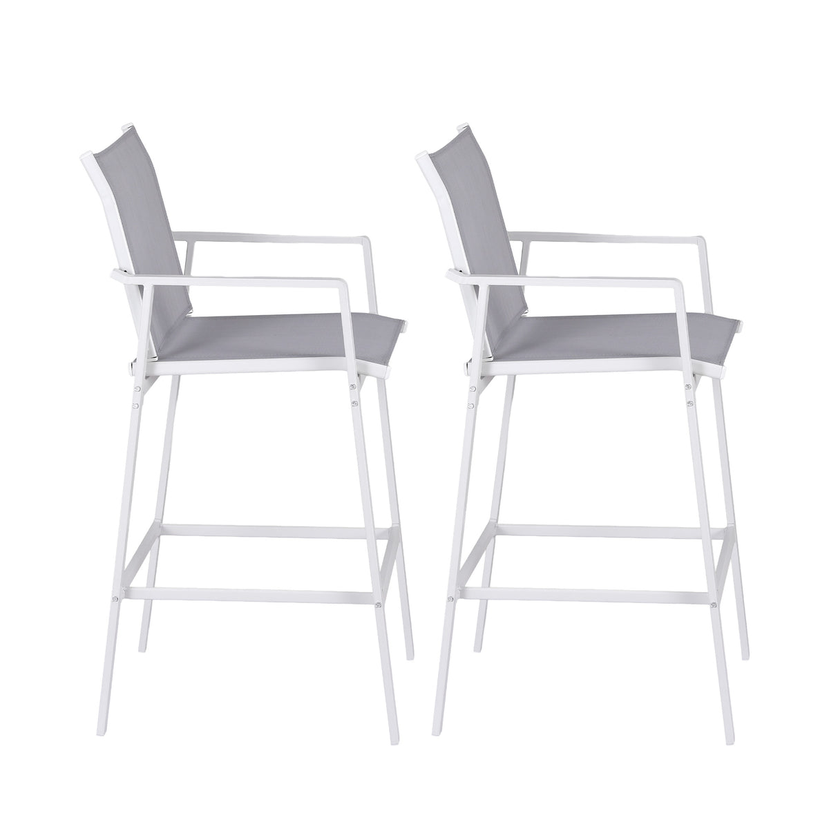 Gardeon 2PC Outdoor Bar Stools Dining Chairs Patio Furniture Garden Steel Textilene White ODF-BA-TEX-WH-2X