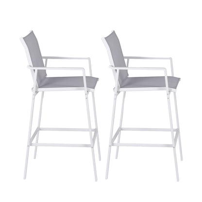 Gardeon 2PC Outdoor Bar Stools Dining Chairs Patio Furniture Garden Steel Textilene White ODF-BA-TEX-WH-2X