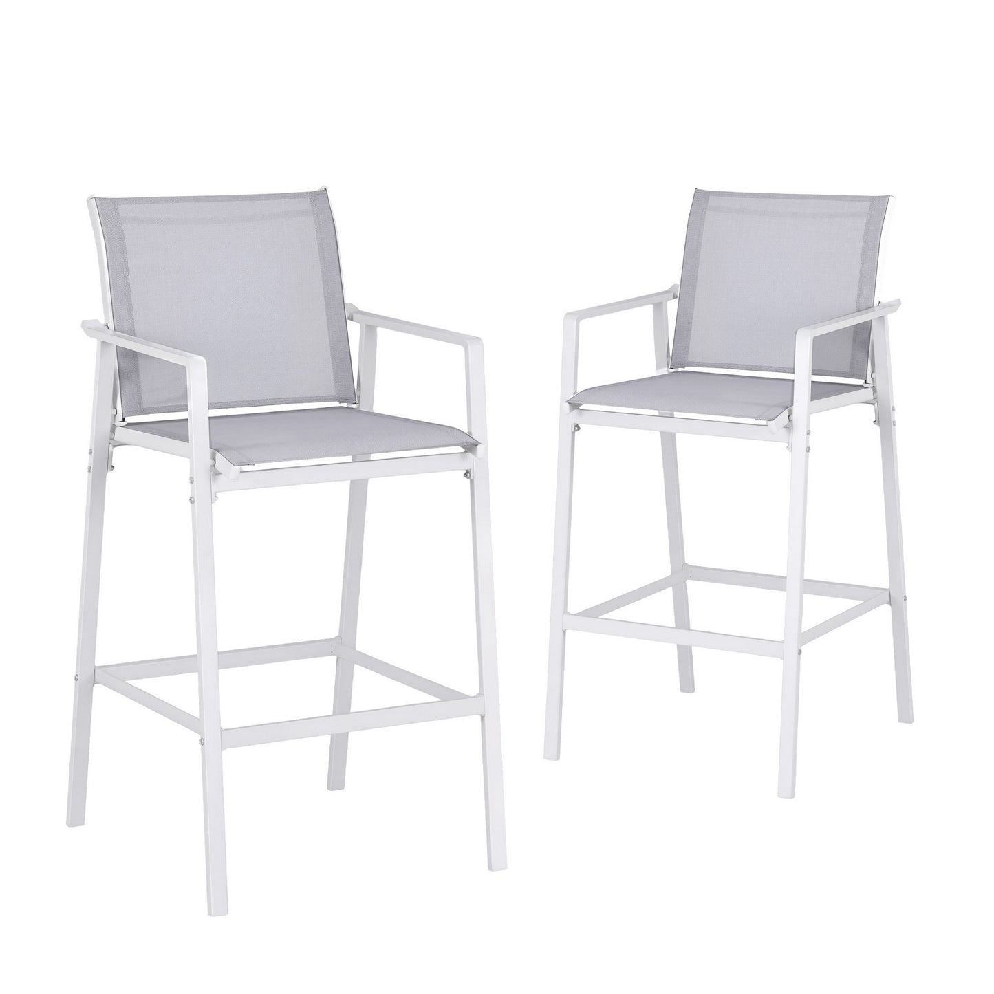 Gardeon 2PC Outdoor Bar Stools Dining Chairs Patio Furniture Garden Steel Textilene White ODF-BA-TEX-WH-2X