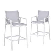 Gardeon 2PC Outdoor Bar Stools Dining Chairs Patio Furniture Garden Steel Textilene White ODF-BA-TEX-WH-2X