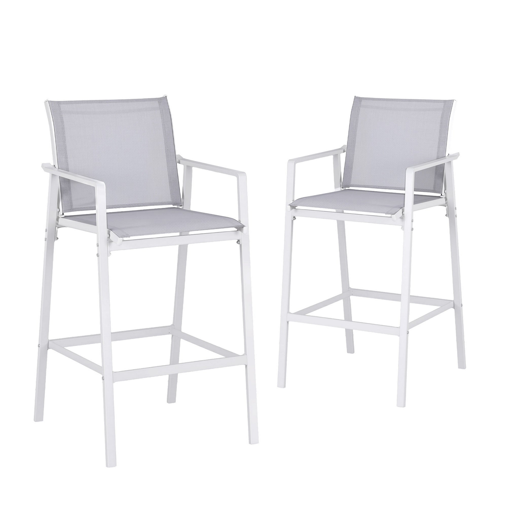 Gardeon 2PC Outdoor Bar Stools Dining Chairs Patio Furniture Garden Steel Textilene White ODF-BA-TEX-WH-2X