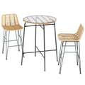Gardeon 3-Piece Outdoor Bar Set Wicker Table Chairs Patio Bistro ODF-BA-TW-RATTAN-SET