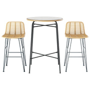 Gardeon 3-Piece Outdoor Bar Set Wicker Table Chairs Patio Bistro ODF-BA-TW-RATTAN-SET