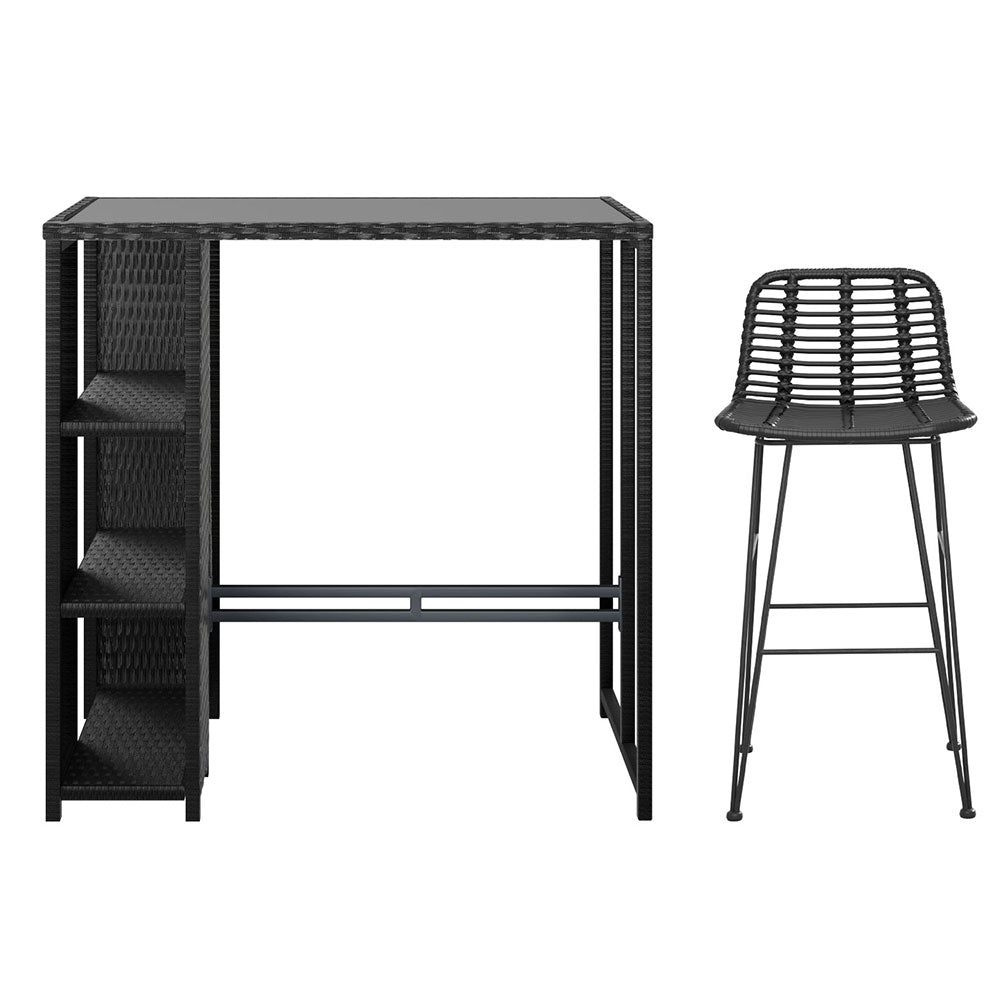 Gardeon Outdoor Bar Set Patio Furniture Dining Chairs Table and Chairs Wicker ODF-BA-TW-STORE-SET