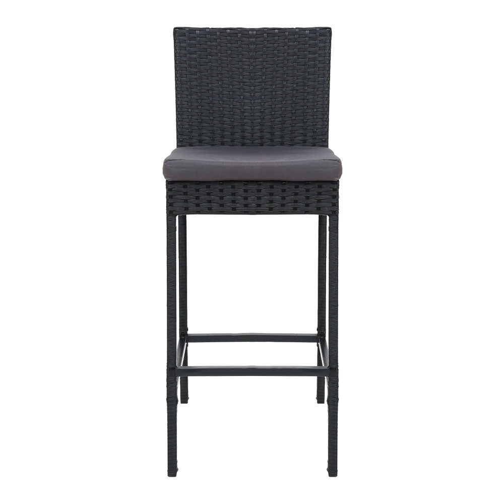 Gardeon 2-Piece Outdoor Bar Stools Dining Chair Bar Stools Rattan Furniture ODF-BAR-CHAIR-BK-2X