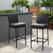Gardeon 2-Piece Outdoor Bar Stools Dining Chair Bar Stools Rattan Furniture ODF-BAR-CHAIR-BK-2X