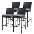 Gardeon 4-Piece Outdoor Bar Stools Dining Chair Bar Stools Rattan Furniture ODF-BAR-CHAIR-BK-4X