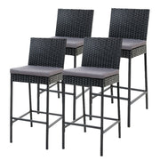 Gardeon 4-Piece Outdoor Bar Stools Dining Chair Bar Stools Rattan Furniture ODF-BAR-CHAIR-BK-4X