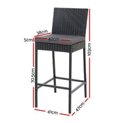 Gardeon 4-Piece Outdoor Bar Stools Dining Chair Bar Stools Rattan Furniture ODF-BAR-CHAIR-BK-4X