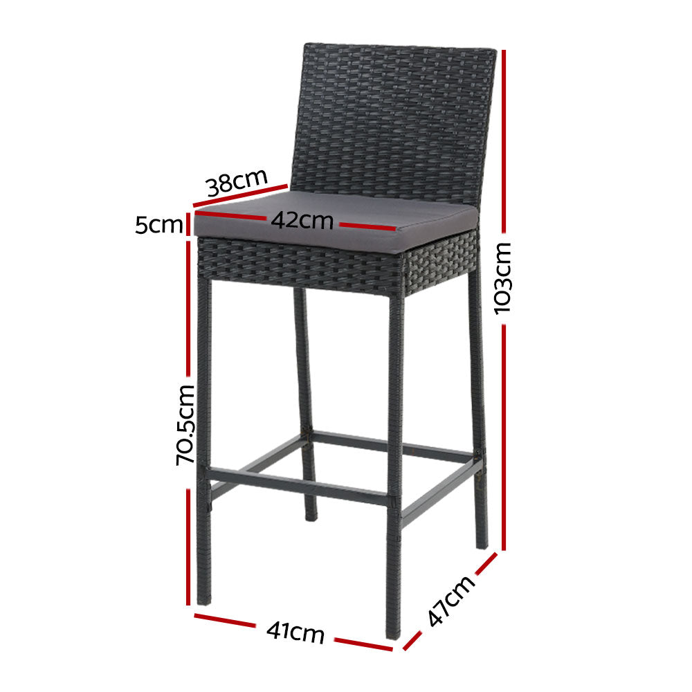 Gardeon 4-Piece Outdoor Bar Stools Dining Chair Bar Stools Rattan Furniture ODF-BAR-CHAIR-BK-4X