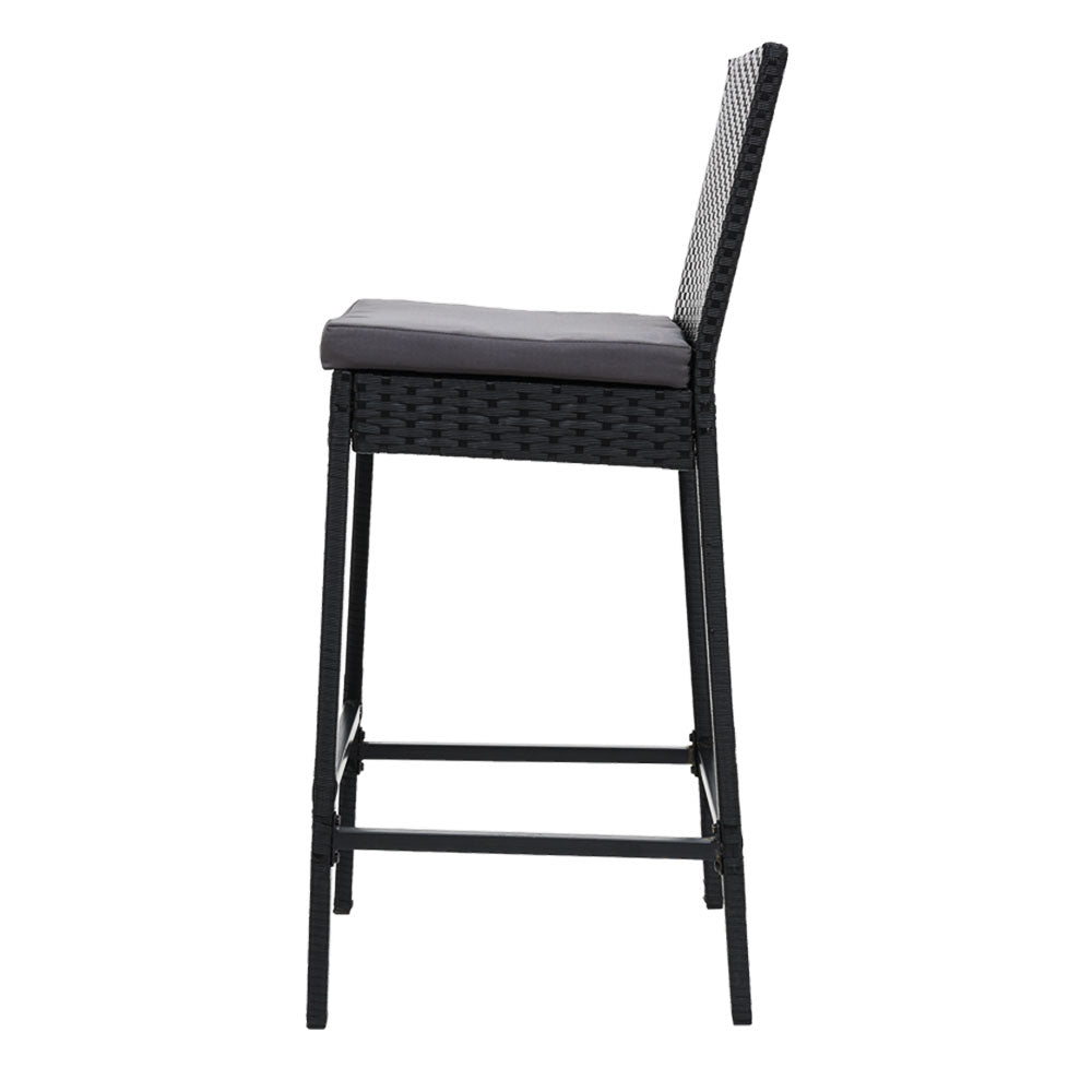 Gardeon 4-Piece Outdoor Bar Stools Dining Chair Bar Stools Rattan Furniture ODF-BAR-CHAIR-BK-4X