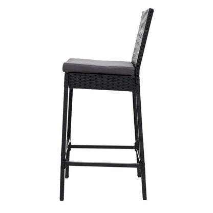 Gardeon 4-Piece Outdoor Bar Stools Dining Chair Bar Stools Rattan Furniture ODF-BAR-CHAIR-BK-4X