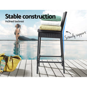 Gardeon 4-Piece Outdoor Bar Stools Dining Chair Bar Stools Rattan Furniture ODF-BAR-CHAIR-BK-4X