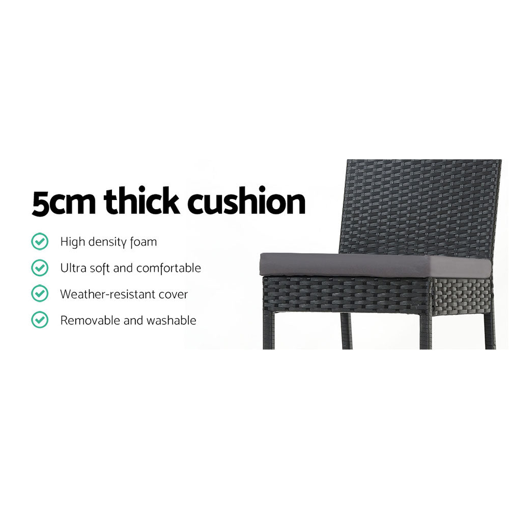 Gardeon 4-Piece Outdoor Bar Stools Dining Chair Bar Stools Rattan Furniture ODF-BAR-CHAIR-BK-4X