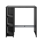 Gardeon Outdoor Bar Table Wicker Dining Bistro Glass Desk Steel Patio Furniture Black ODF-BAR-TABLE-STORE-BK