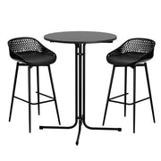 Gardeon 3PC Outdoor Bar Set Stools Dining Chairs Table Patio Furniture Bistro Set Black ODF-BARSET-3PP-BK
